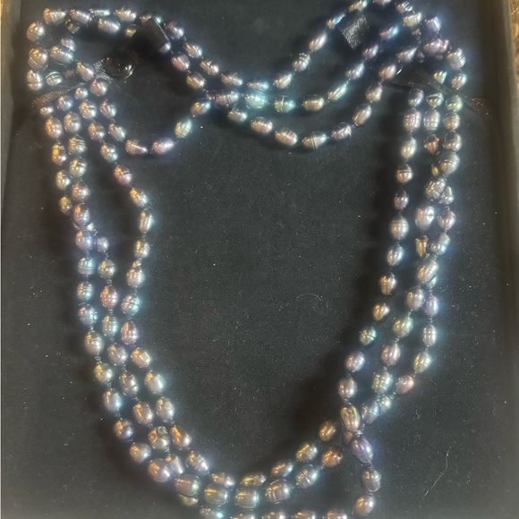 Elegant Genuine Honora Blue Iridescent Pearl Necklace Like New Never Worn - Picture 1 of 3